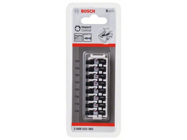 8-delni komplet vijačnih nastavkov Bosch PRO Torx Impact, T30, 25mm, 2608522382